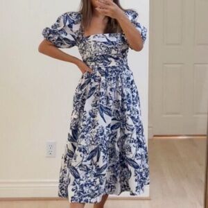Abercrombie & Fitch Blue and White Midi Dress